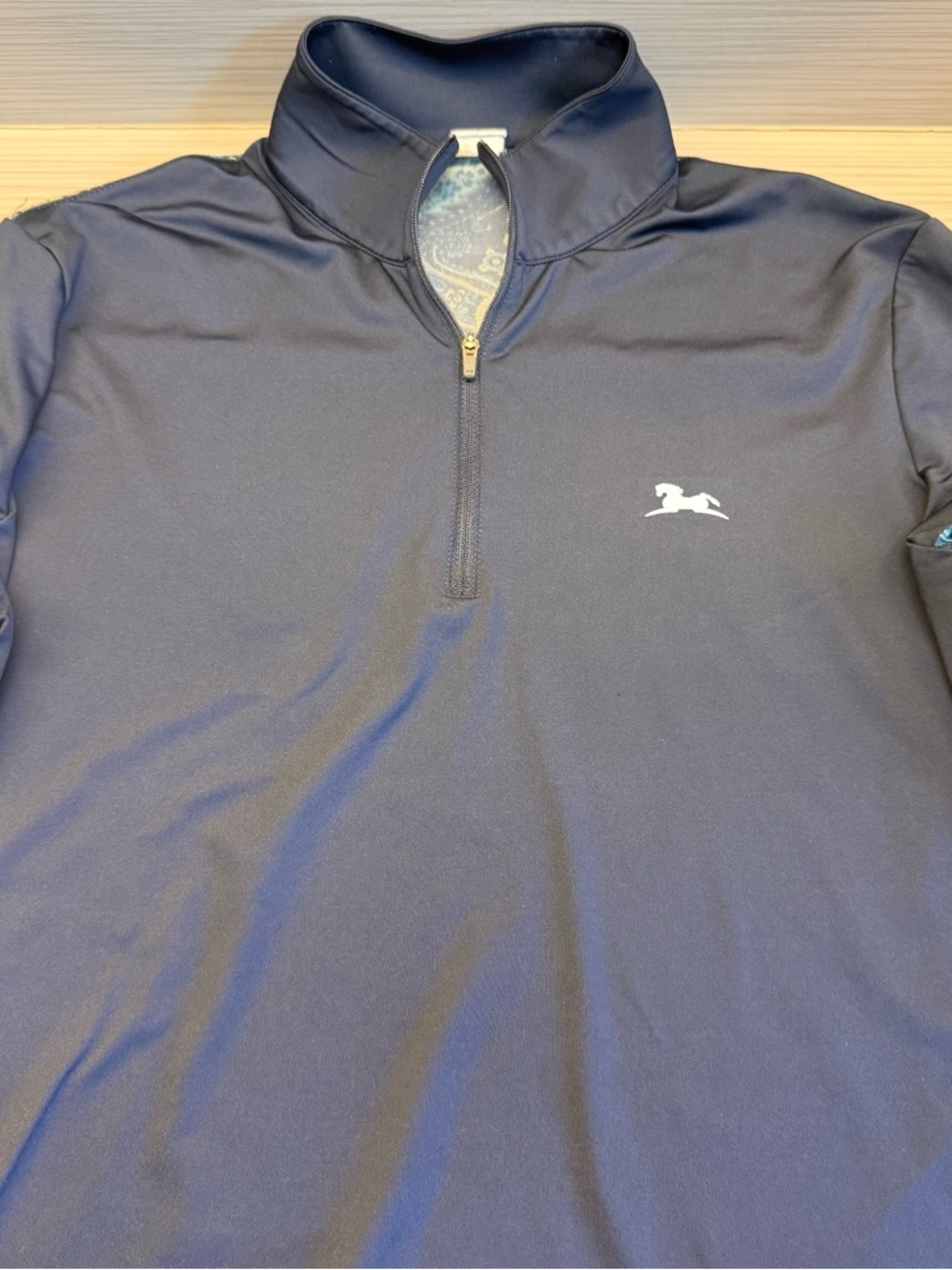 Navy Quarter-Zip Equestrian Riding Pullover Top
